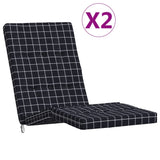 Coussins de chaise longue lot de 2 noir motif à carreaux