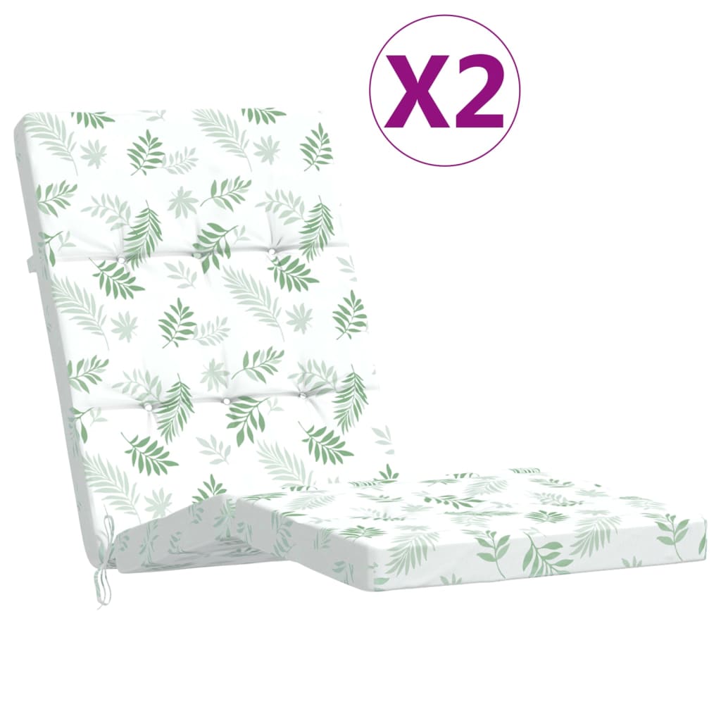 Coussins de chaise longue lot de 2 motif de feuilles