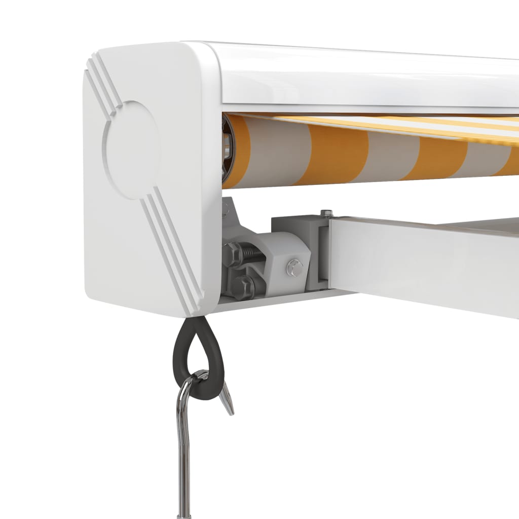 Auvent rétractable jaune et blanc 3,5x2,5 m tissu et aluminium