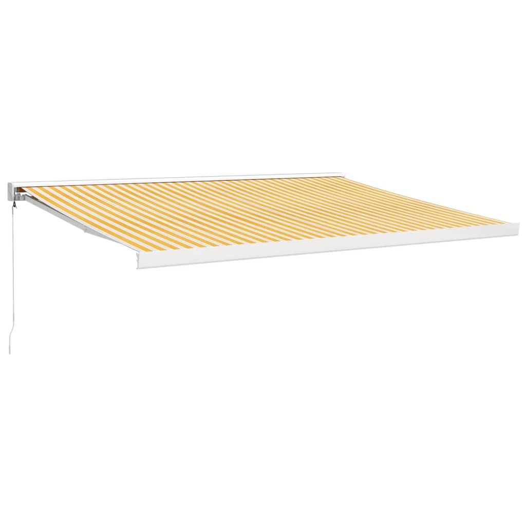 Auvent rétractable jaune et blanc 4,5x3 m tissu et aluminium