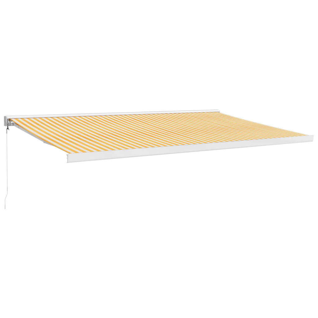 Auvent rétractable jaune et blanc 5x3 m tissu et aluminium