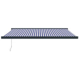 Blue and white retractable awning 4.5x3 m fabric and aluminum