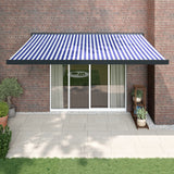 Blue and white retractable awning 4.5x3 m fabric and aluminum