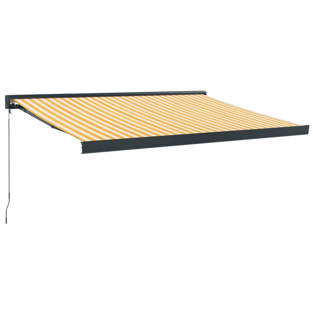 Auvent rétractable jaune et blanc 3,5x2,5 m tissu et aluminium