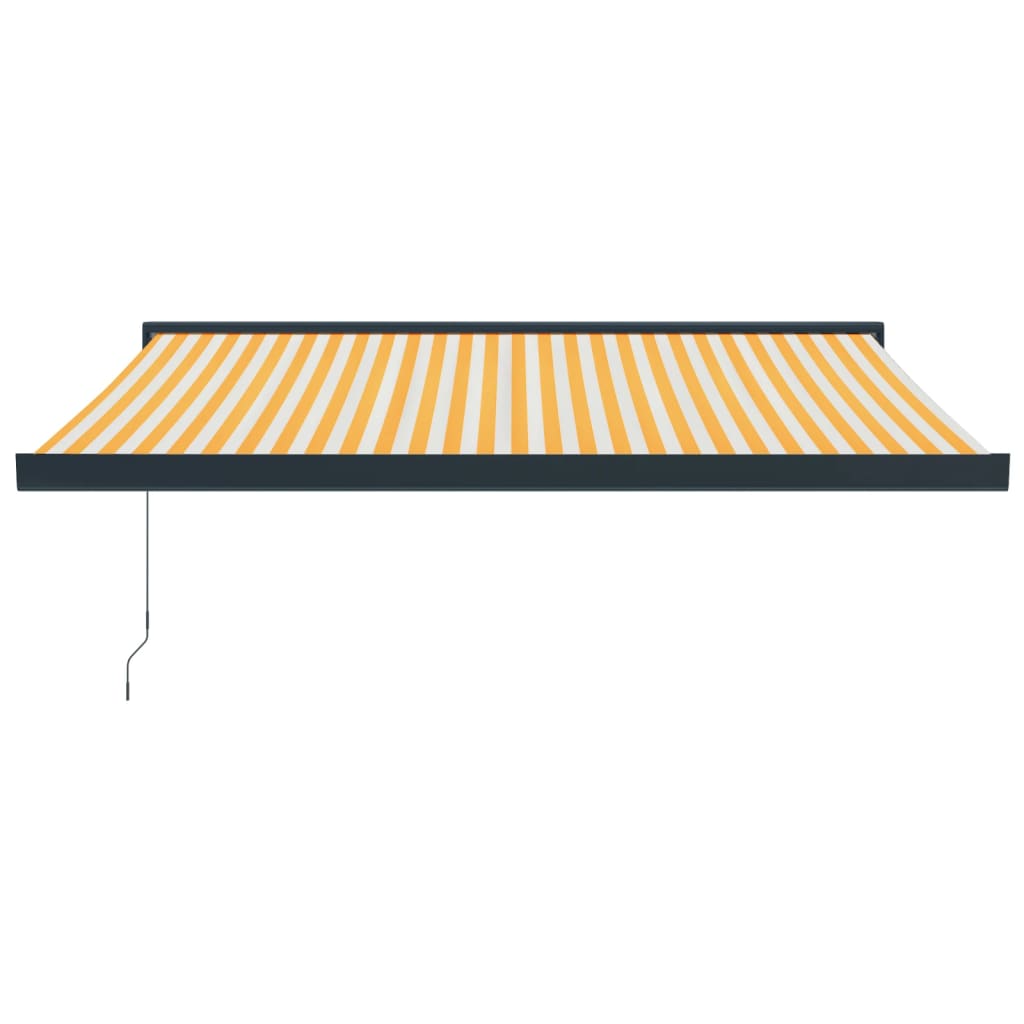 Auvent rétractable jaune et blanc 3,5x2,5 m tissu et aluminium