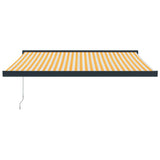 Auvent rétractable jaune et blanc 3,5x2,5 m tissu et aluminium