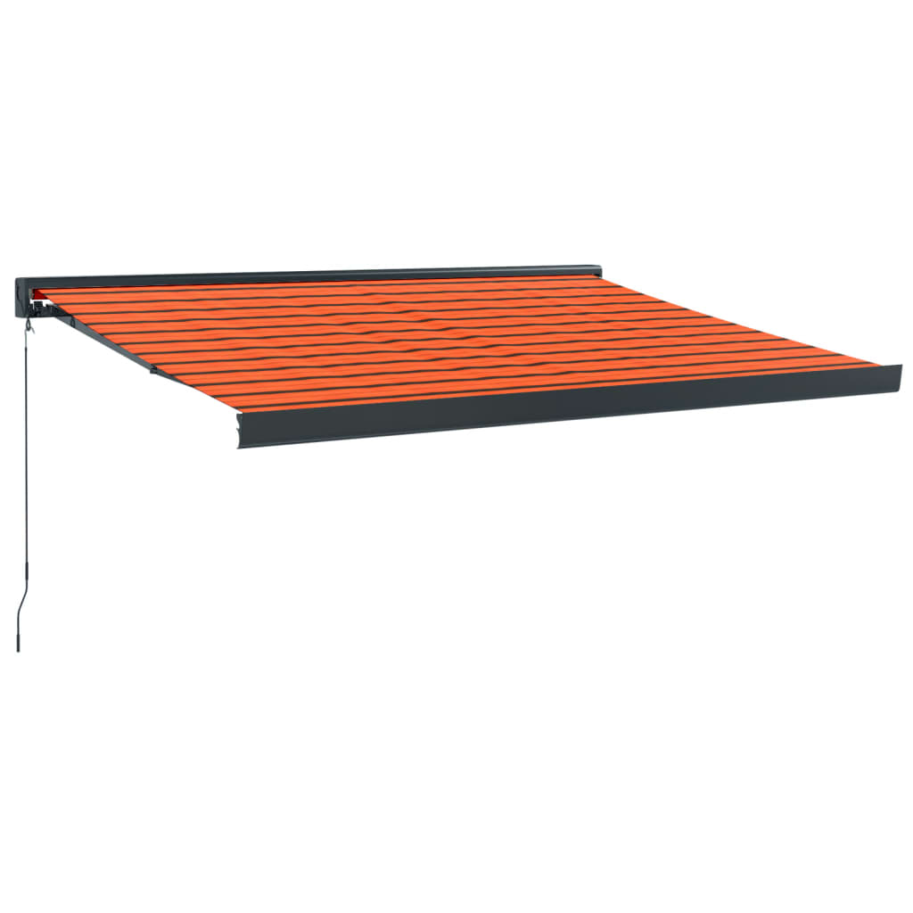 Auvent rétractable orange et marron 3,5x2,5m tissu et aluminium