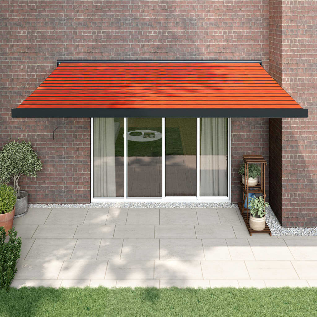 Orange and brown retractable awning 4x3 m fabric and aluminum