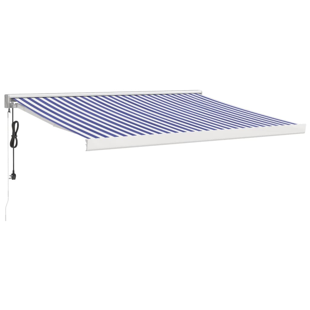 Auvent rétractable bleu et blanc 3x2,5 m tissu et aluminium