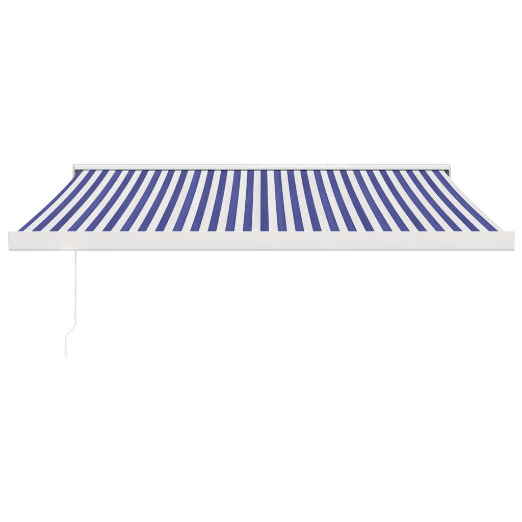 Auvent rétractable bleu et blanc 3x2,5 m tissu et aluminium