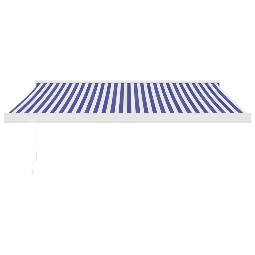 Auvent rétractable bleu et blanc 3,5x2,5 m tissu et aluminium