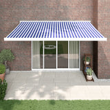 Blue and white retractable awning 4x3 m fabric and aluminum