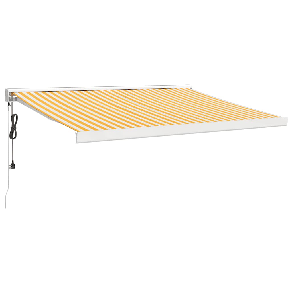 Auvent rétractable jaune et blanc 3x2,5 m tissu et aluminium