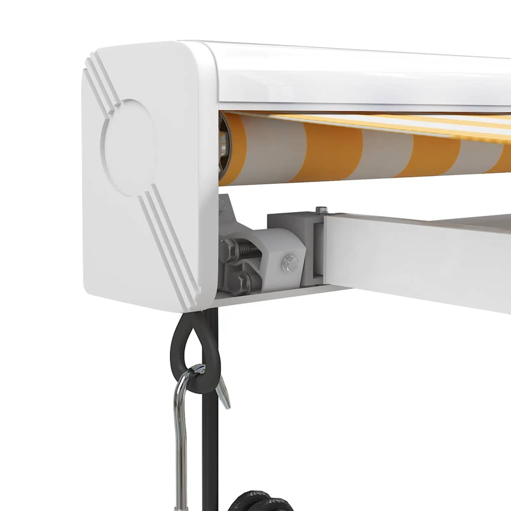 Auvent rétractable jaune et blanc 3,5x2,5 m tissu et aluminium