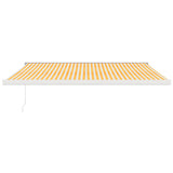 Auvent rétractable jaune et blanc 4,5x3 m tissu et aluminium