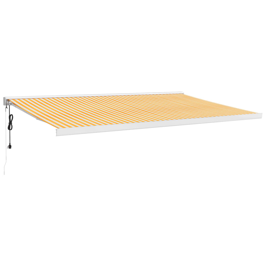 Auvent rétractable jaune et blanc 5x3 m tissu et aluminium