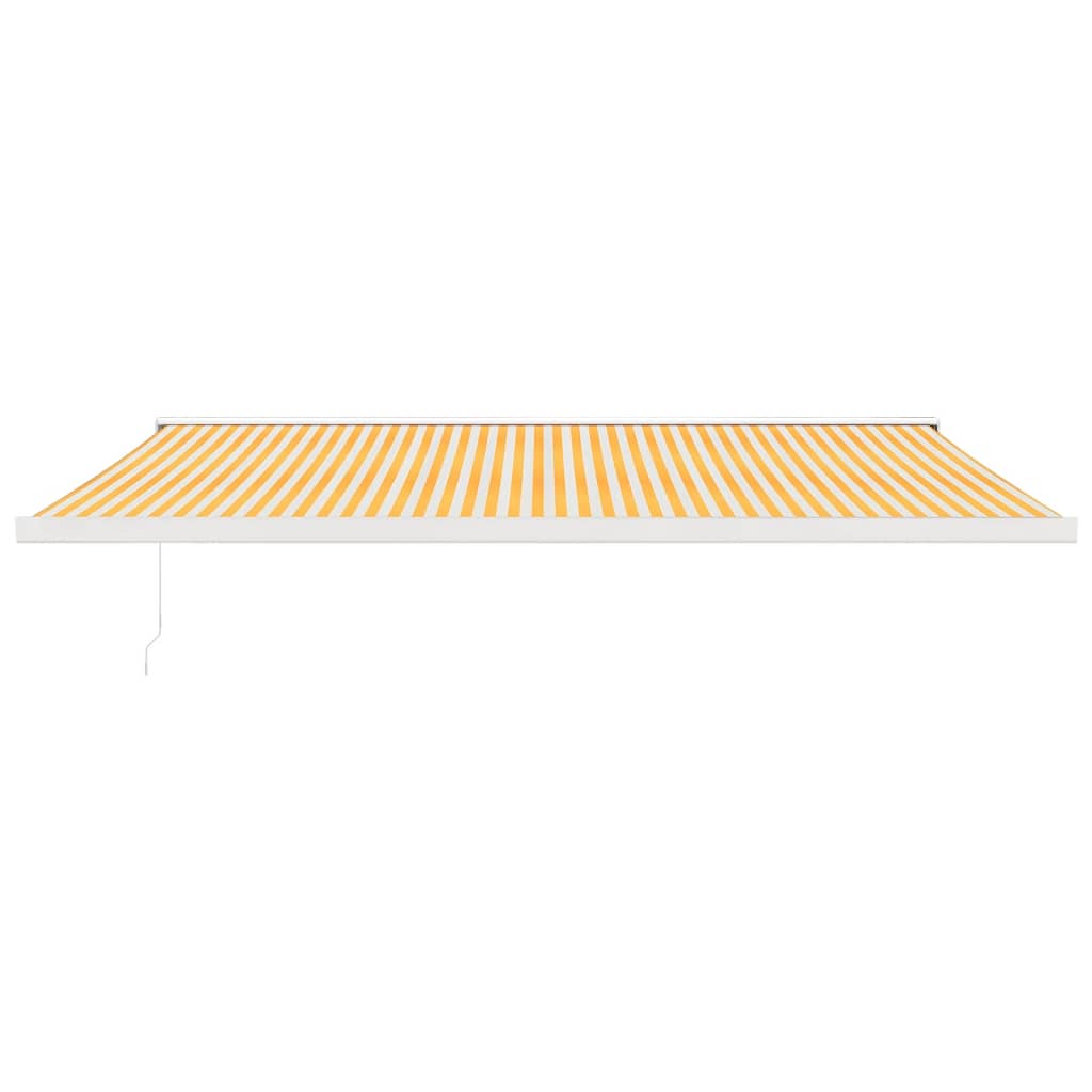 Auvent rétractable jaune et blanc 5x3 m tissu et aluminium