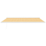 Auvent rétractable jaune et blanc 5x3 m tissu et aluminium