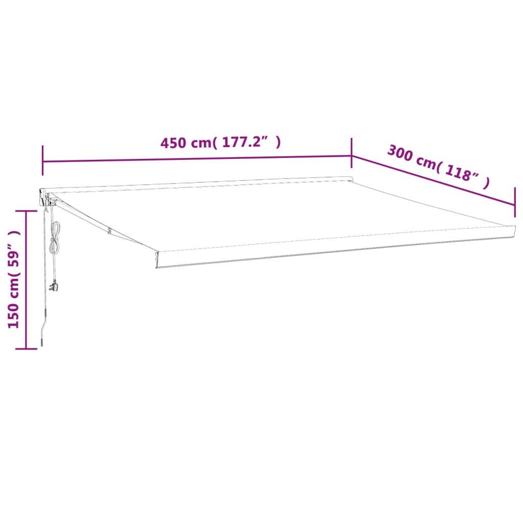 Anthracite retractable awning 4.5x3 m fabric and aluminum