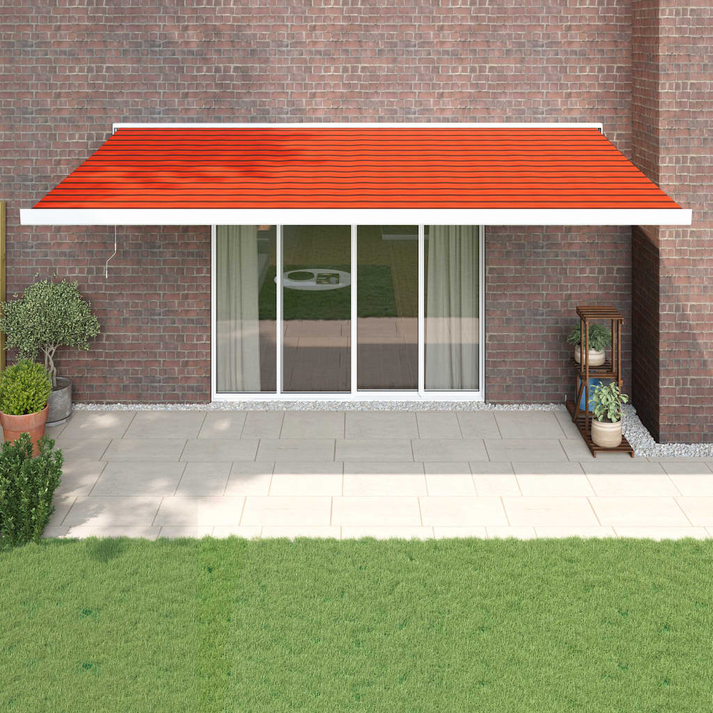 Orange and brown retractable awning 5x3 m fabric and aluminum