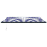 Auvent rétractable bleu et blanc 4x3 m tissu et aluminium