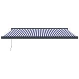 Auvent rétractable bleu et blanc 4,5x3 m tissu et aluminium