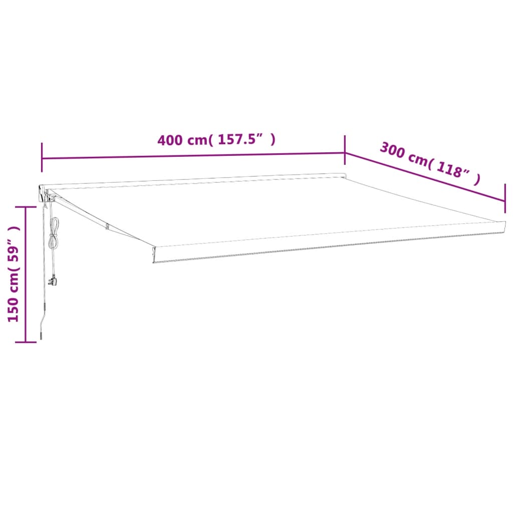 Cream retractable awning 4x3 m fabric and aluminum