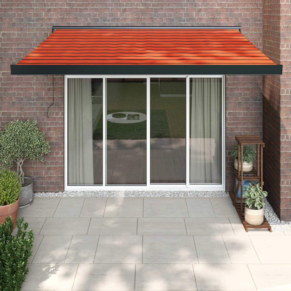 Orange and brown retractable awning 3x2.5 m fabric and aluminum