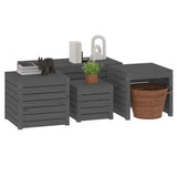 Ensemble de boîtes de jardin 4 pcs gris bois de pin massif