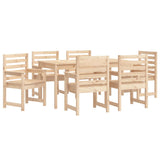 Ensemble à manger de jardin 7 pcs bois massif de pin