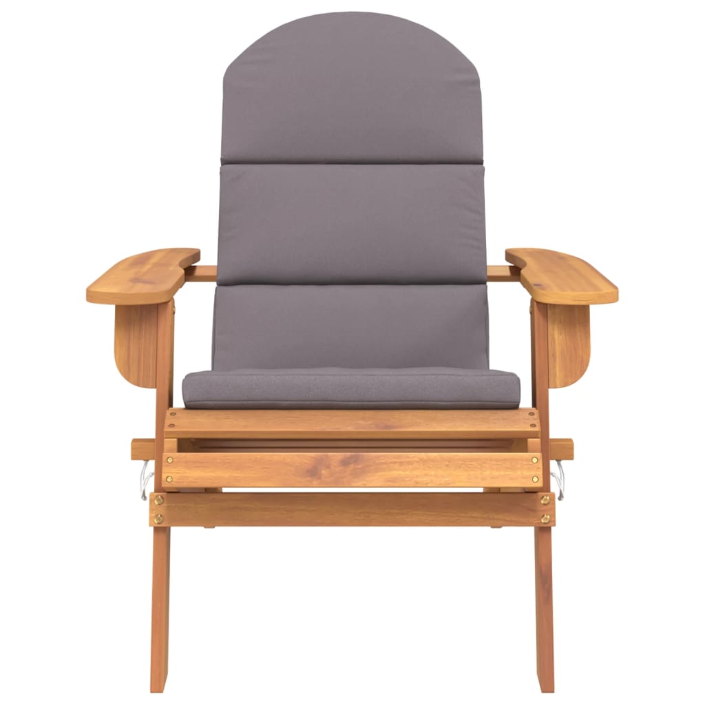 Chaise de jardin Adirondack avec coussins bois massif d'acacia