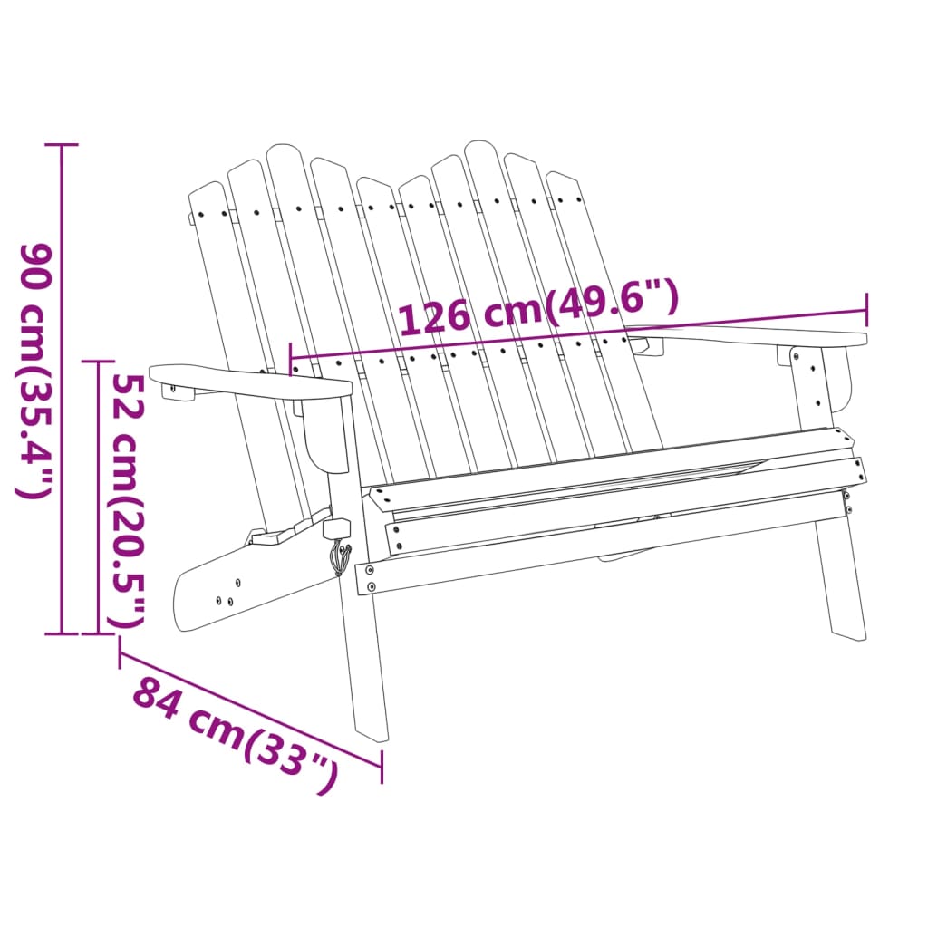 Adirondack Gartenbank 126 cm aus massivem Akazienholz