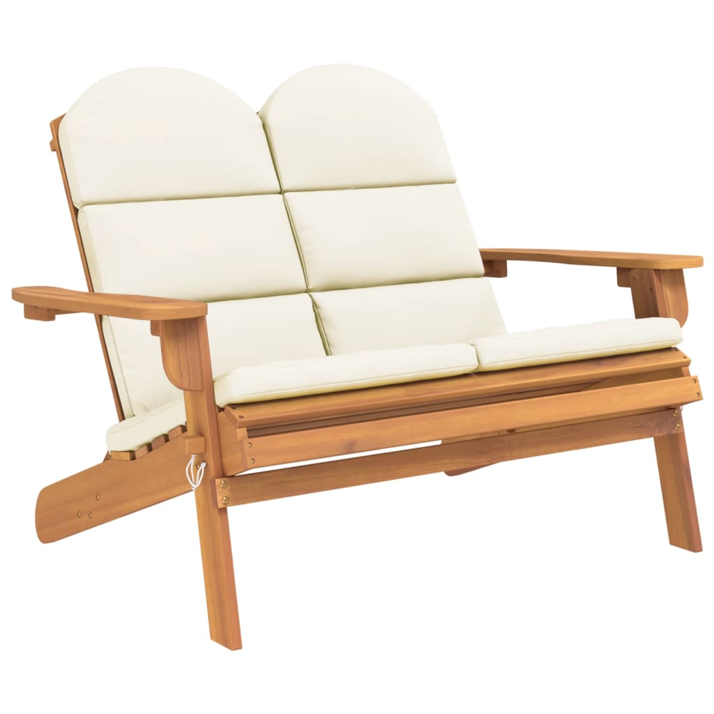 Adirondack Garden Bench and Cushions 126 cm Solid Acacia Wood