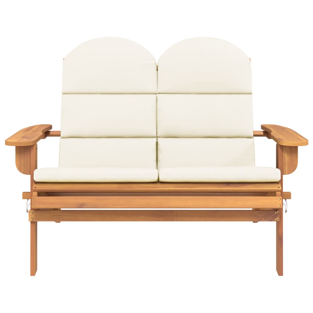 Adirondack Garden Bench and Cushions 126 cm Solid Acacia Wood