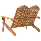 Adirondack Garden Bench and Cushions 126 cm Solid Acacia Wood