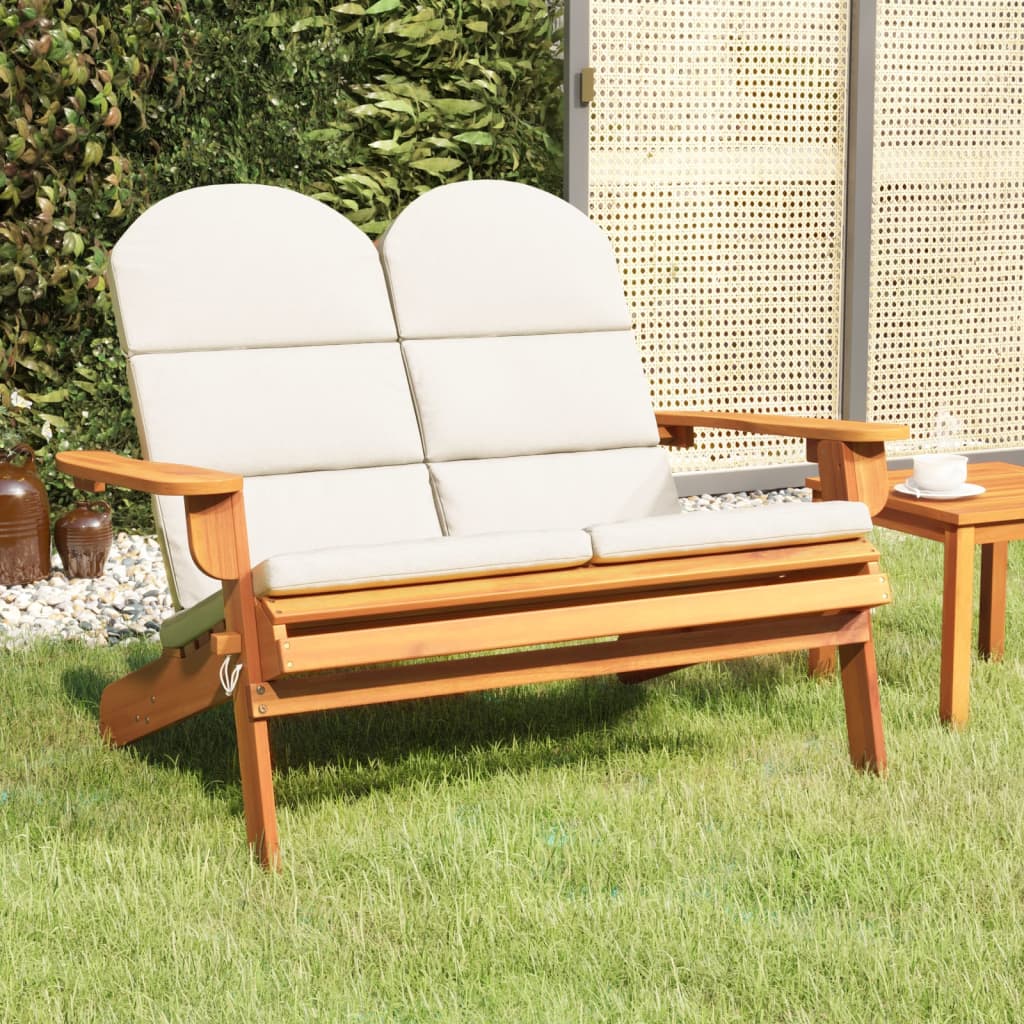 Adirondack Garden Bench and Cushions 126 cm Solid Acacia Wood