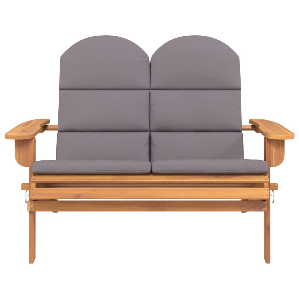 Banc de jardin Adirondack et coussins 126 cm bois massif acacia