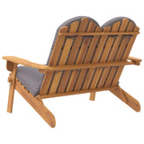 Banc de jardin Adirondack et coussins 126 cm bois massif acacia