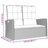 Banc de jardin inclinable et coussins gris 118cm résine tressée