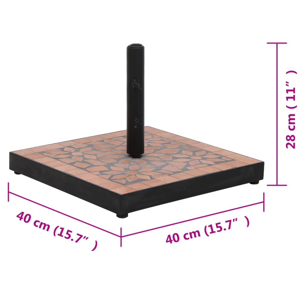 Quadratischer Sonnenschirmständer aus Terrakotta, 12 kg