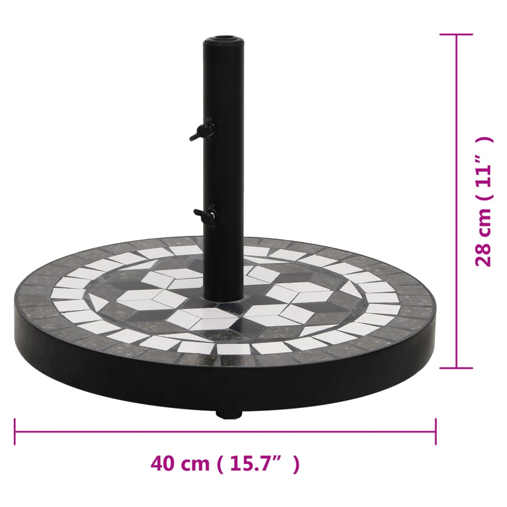 Black and white round parasol base 12 kg