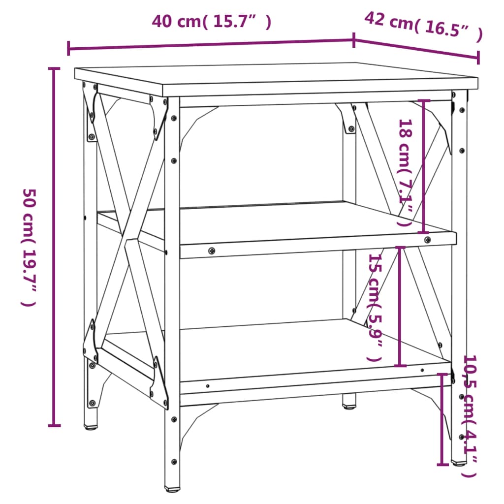 Table d'appoint Chêne fumé 40x42x50 cm Bois d'ingénierie