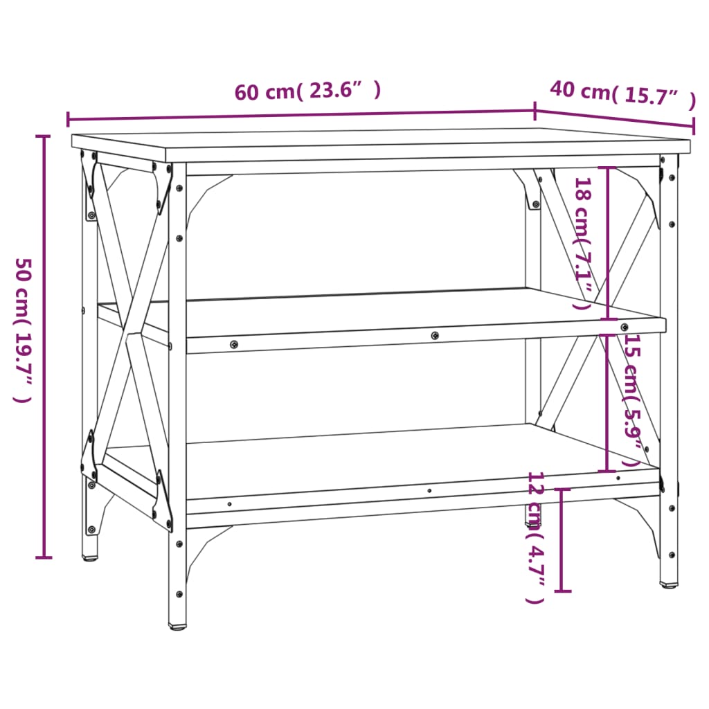 TV cabinet Smoked oak 60x40x50 cm Engineered wood