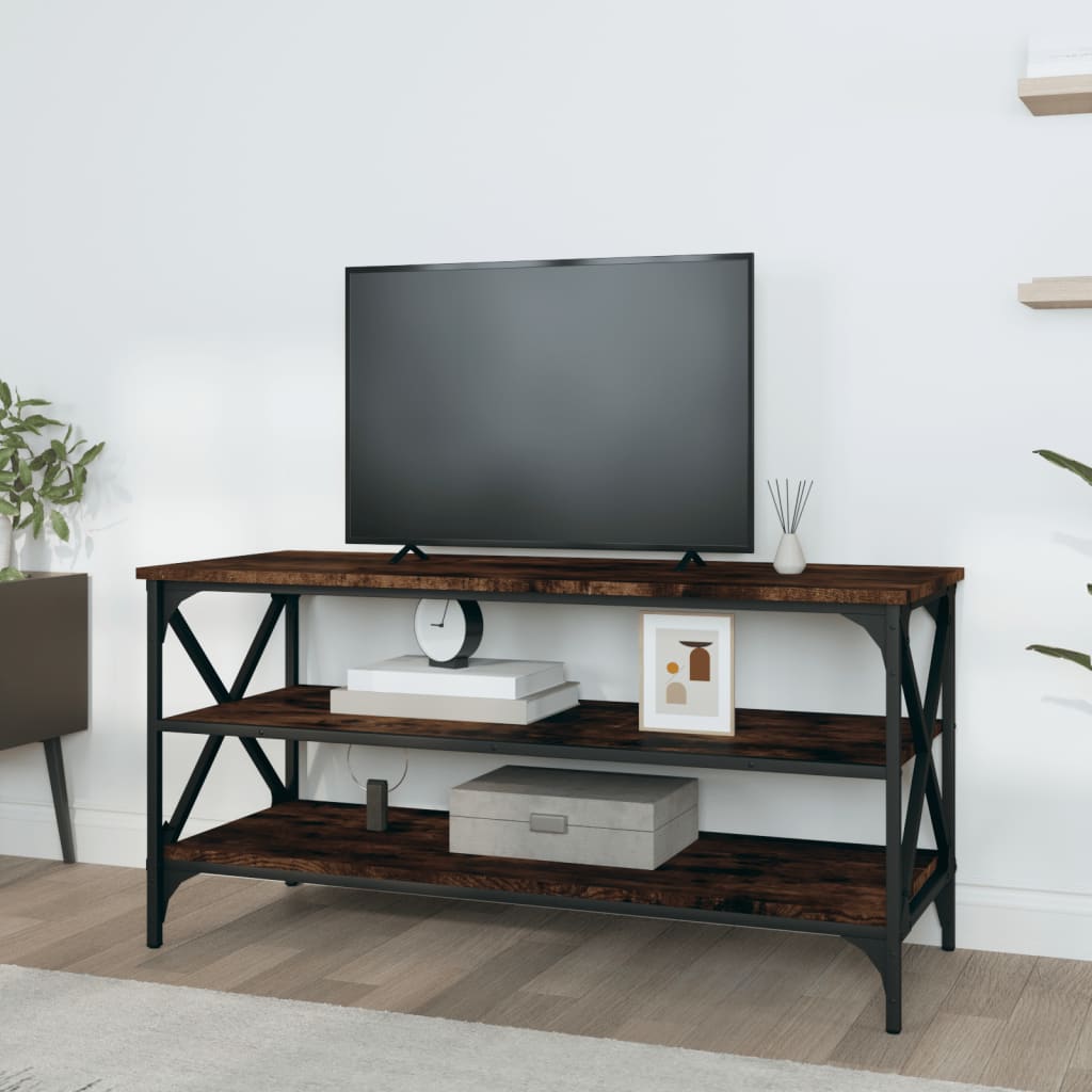 Meuble TV Chêne fumé 100x40x50 cm Bois d'ingénierie