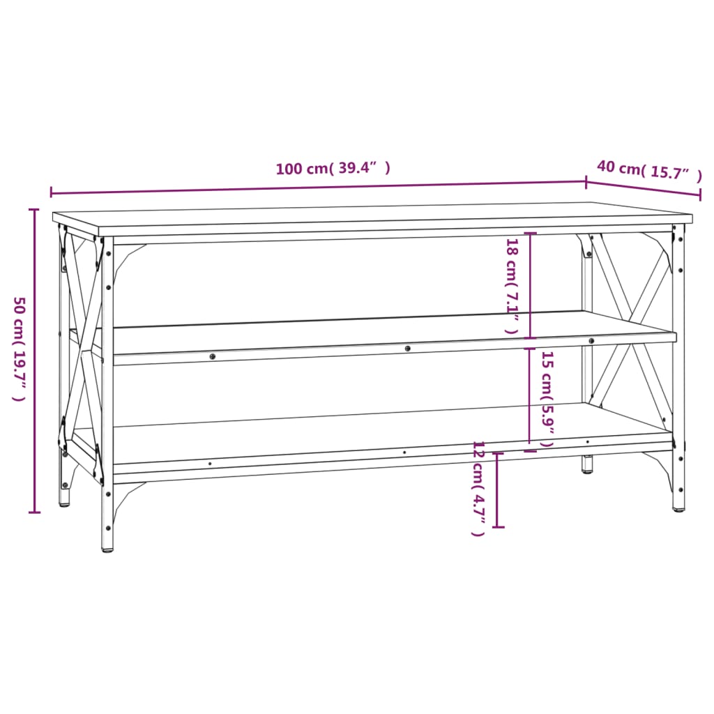 TV cabinet Smoked oak 100x40x50 cm Engineered wood