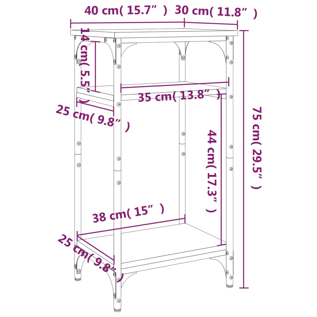 Table d'appoint Chêne sonoma 40x30x75 cm Bois d'ingénierie