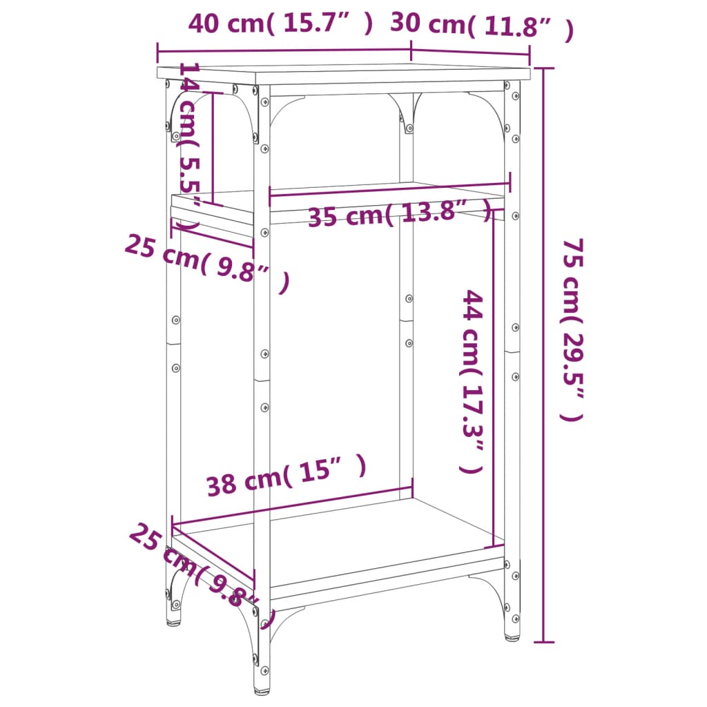 Table d'appoint Sonoma gris 40x30x75 cm Bois d'ingénierie