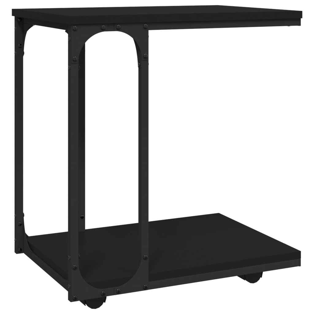 Table d'appoint avec roues Noir 50x35x55,5 cm Bois d'ingénierie