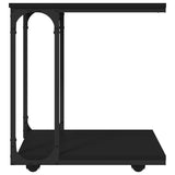 Table d'appoint avec roues Noir 50x35x55,5 cm Bois d'ingénierie