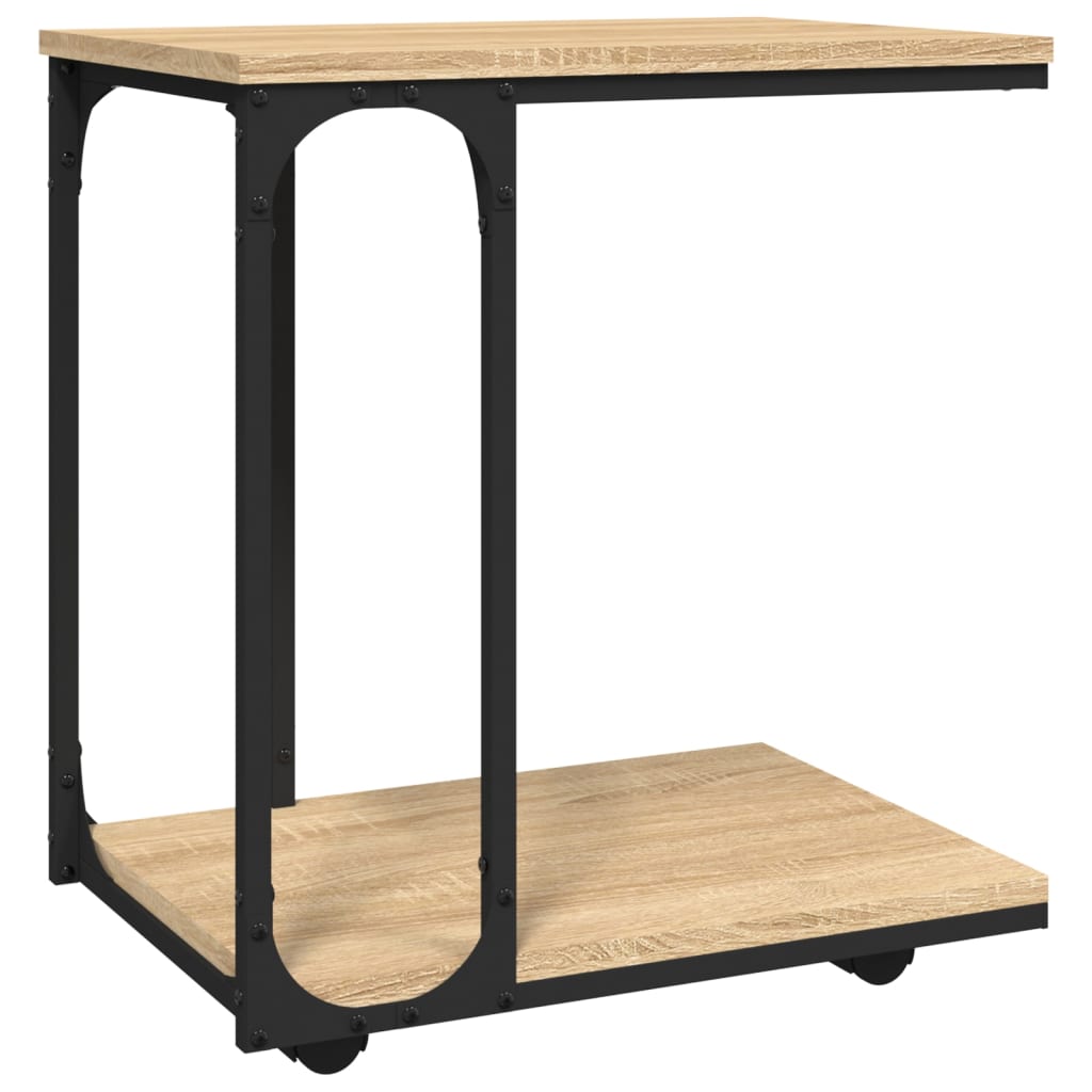 Table d'appoint à roues Chêne sonoma 50x35x55,5 cm